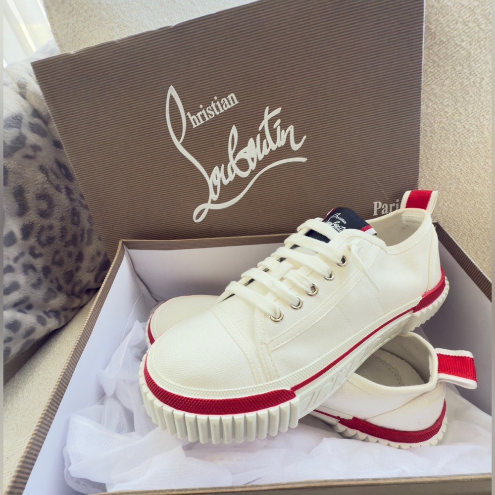 Christian Louboutin White and Red Women's Sneakers